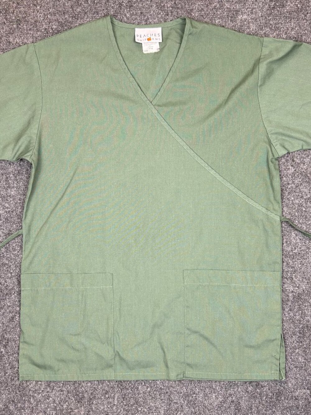 Peaches Uniforms Pine Green Mock Wrap Scrub Top - Size XS
